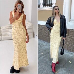 Princess Polly Nellie Maxi Dress Yellow/Red Floral Dress size US 4